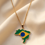 Colar Mapa do Brasil Folheado a Ouro 18K
