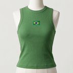 Regata Feminina Canelada Gola Redonda Brasil