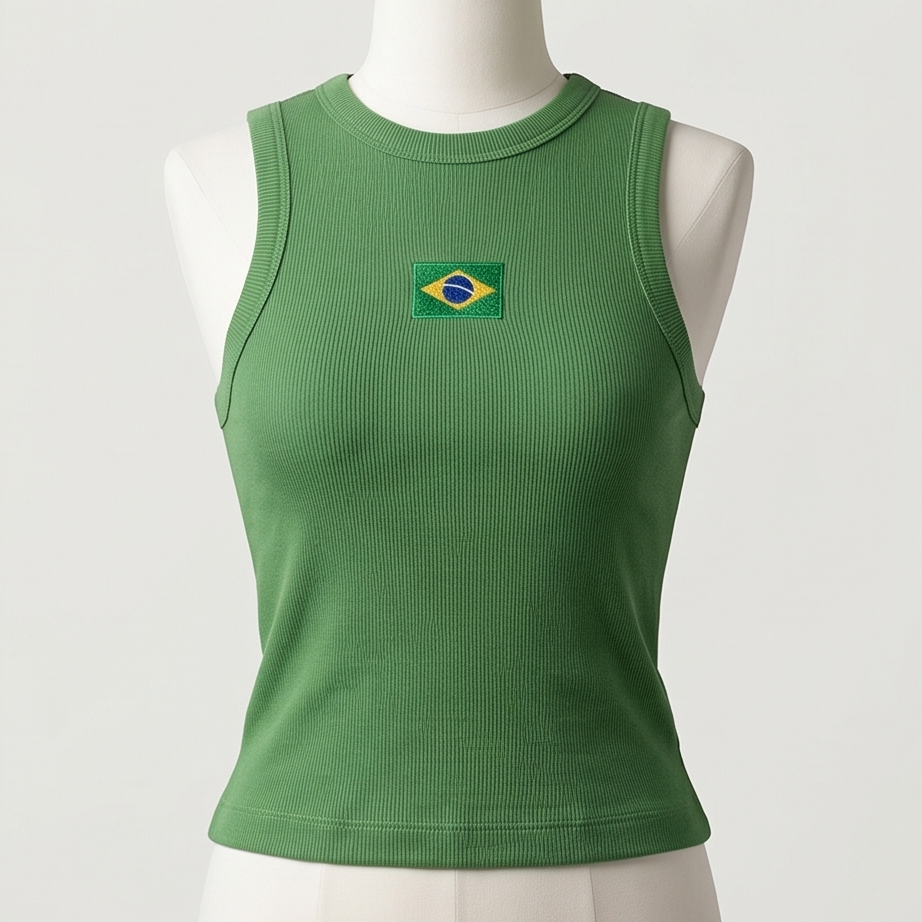 Regata Feminina Canelada Gola Redonda Brasil
