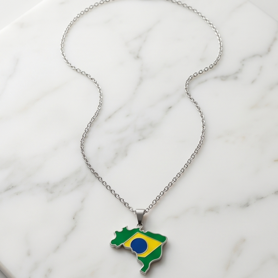 Colar Mapa Brasil Prata Imagem secundária do produto
