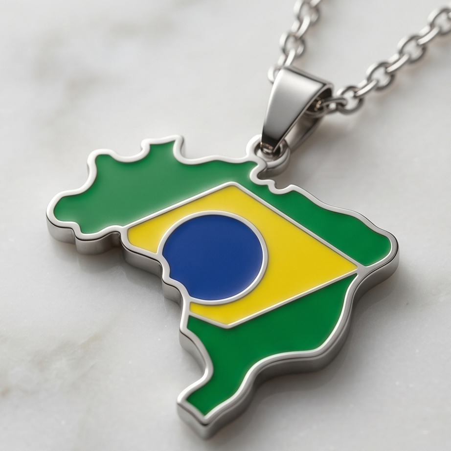 Colar Mapa Brasil Prata Imagem principal do produto
