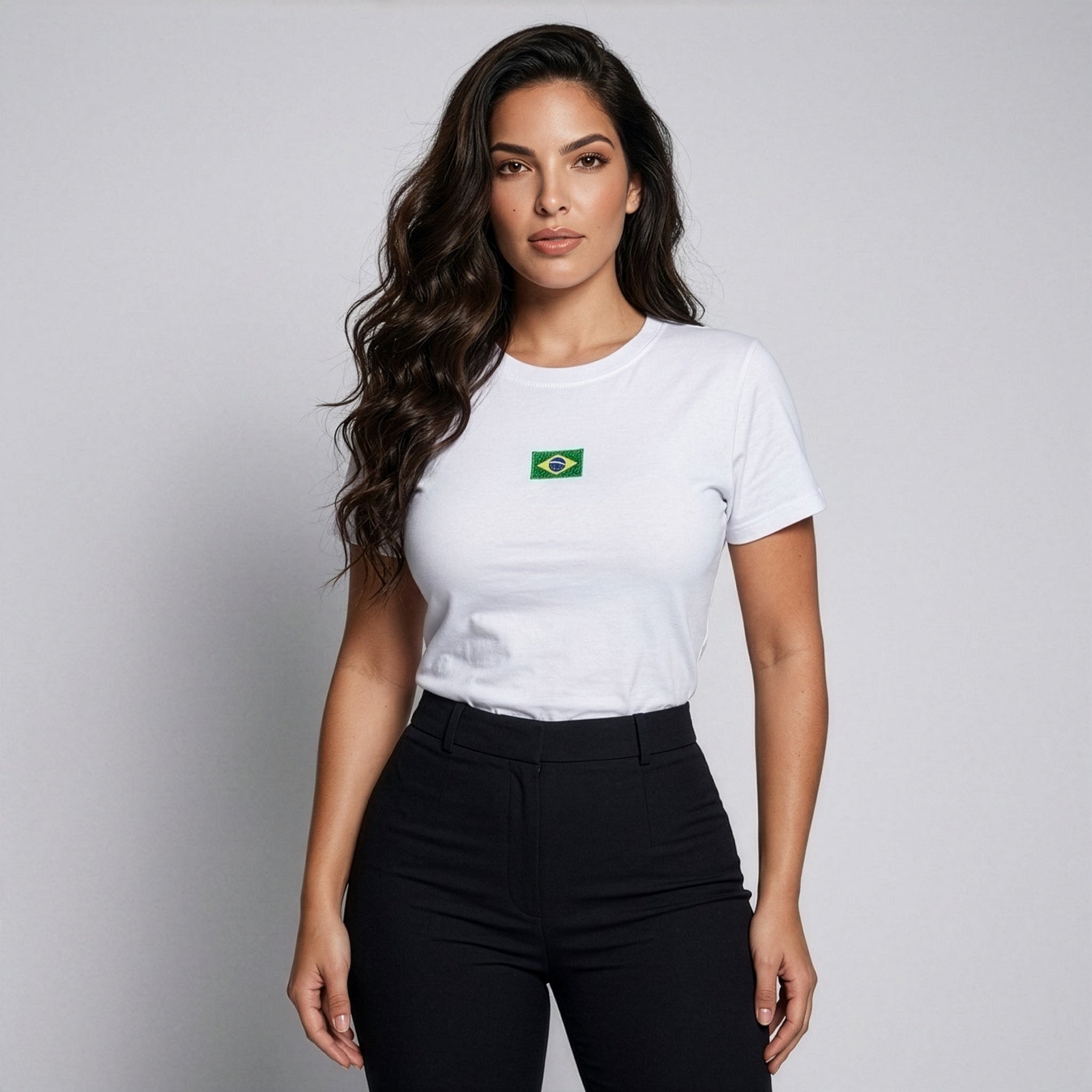 Baby Look Brasil Feminina Bordada